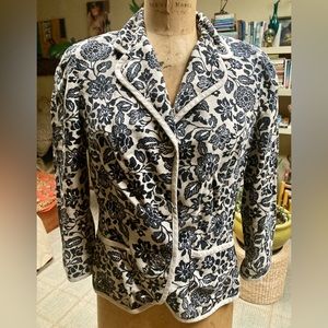 Navy/Taupe Floral Print Blazer
